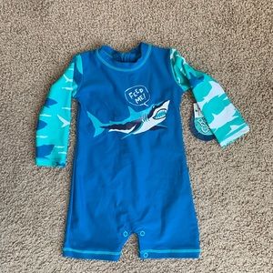 Baby Shark Hatley Boys Blue One Piece Rash Guard 3- 6 months
